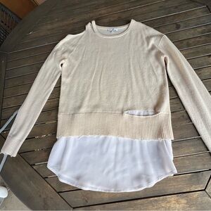 SOH Cream cashmere and wool blend distressed sweater. P